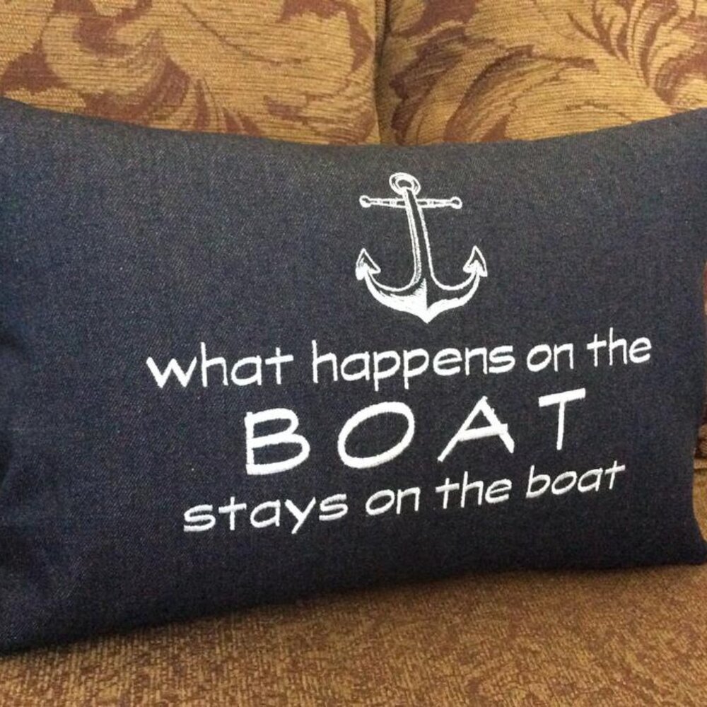 Nautical Pillow Boat Sailboat Yacht Gift, Custom Embroidery 18" x 12"